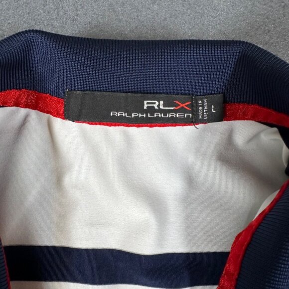 Ralph Lauren RLX Mens L White Stripe Ryder Cup USA 2016 Logo Golf Polo Shirt - Picture 6 of 12